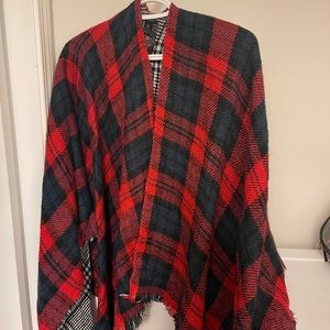 Girls Plaid Reversible Poncho